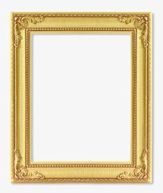 an ornate gold frame on a white background with clipping for text or image in the center