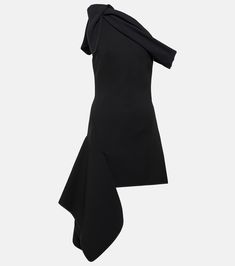 Rigor Asymmetric Crepe Minidress in Black - Maticevski | Mytheresa Draped Neckline, Asymmetrical Design, Color Design, Short Dresses, Dress Outfits, Mini Dress, Australia, Zipper, Closet