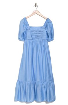 A pleated bodice and empire waist define this midi dress designed to be your next weekend favorite. 48" length (size Small) Square neck Short sleeves 100% polyester Hand wash, dry flat Imported Square Neck Midi Dress, Designer Midi Dresses, Pleated Bodice, Empire Waist, Square Neck, Nordstrom Rack, Designer Dresses, Bodice, Midi Dress