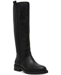 DV Dolce Vita Women's Pennie Knee-High Riding Boots - Macy's Flat Tall Black Boots, Black Knee High Boots Flat, Below Knee Boots Outfit, Riding Boots Outfit 2024, Tall Black Boots Outfit Fall, Black Calf Boots Outfit, Boots 2024 Trend, Fall Boots 2024, Black Knee Boots Outfit