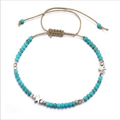 Nwot Turquoise & Silver Star Free Stretching Anklet *Gorgeous Summer Anklet *Cute Design Featuring Turquoise Beads & Silver Stars *Materials: Zinc Alloy Approximately 14” (Measured Around Outside Fully Stretched) *Please No Trades *Smoke Free Home Thank You Very Much For Looking! Note: This Is A Boutique Item-New Without Tag Bohemian Adjustable Bracelet With Star Charm, Casual Star Jewelry For Summer, Casual Star-shaped Summer Jewelry, Casual Summer Star Shaped Jewelry, Casual Blue Anklets For Festival, Casual Blue Festival Anklets, Casual Adjustable Beaded Bracelet With Star Charm, Summer Anklets, Dream Jewelry