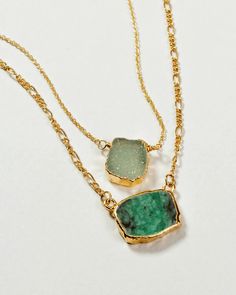 Emerald Sea Layered Necklace – Luna Norte Multi-strand Gemstone Jewelry For Layering, Gemstone Double Strand Necklace, Double Strand Gemstone Necklace For Layering, Long Gemstone Necklace For Layering, Turquoise Multi-strand Necklaces For Layering, Green Necklace With Gemstone Accents, Green Multi-strand Jewelry Gift, Green Delicate Chain Jewelry For Everyday, Green Multi-strand Jewelry For Gift