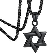 PRICES MAY VARY. 💕【Star of David Necklace-Religious Amulet】The Star of David, which is known in Hebrew as a Magen David, is the most common symbol for expressing Jewish identity and their Judaism faith. A great protective amulet charm for Jewish and for those you want to protect. 💕【SIMPLE DESIGN】: Simple and elegant design,these necklaces go well with many styles of clothing, like T-shirt, sweater, vest, dress and so on, they can make you unique, nobody will miss it and you will received a gre Symbolic Black Star Of David Jewelry, Star Of David Necklace Men, Black Spiritual Necklace With Star Of David, Black Star Of David Spiritual Necklace, Sweater Vest Dress, Luxury Blue Star Of David Necklace, Silver Star Of David Necklace For Hanukkah, Black Star Of David Necklace, Spiritual Style, Protective Boyfriend