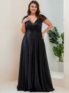 Length: Floor-Length. Sleeve Style: Short sleeve Closure: It is concealed a zipper up the back. Fabric:The garment comprises Polyester. Stretch: Fabric is Low Stretch. Look Formal, Ever Pretty, Black Bridesmaid Dresses, Affordable Dresses, Groom Dresses, Best Dress, Mother Of The Bride Dress, Color Print, Mother Of The Bride Dresses