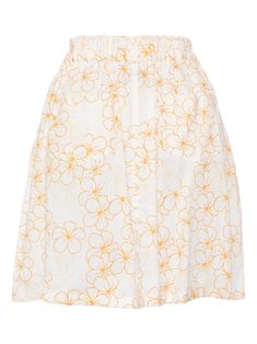 yellow/white front button and zip fastening rear elasticated waistband all-over floral print knife-pleat design belt loops two side inset pockets two rear patch pockets flared skirt Knife Pleat, Yellow Daisy, Flared Skirt, White Skirts, Flare Skirt, Yellow White, Mini Skirt, Daisy, Floral Print