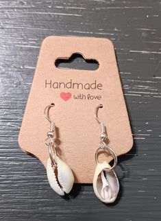 Handmade seashell earrings Silver Dangle Earrings For Vacation, Silver Teardrop Earrings For Beach, Silver Drop Earrings For Vacation, Summer Gift Shell Shaped Pearl Earrings, Summer Gift Pearl Earrings In Shell Shape, Summer Shell Shaped Pearl Earrings For Gifting, Silver Dangle Earrings For The Beach, Silver Ear Wire Earrings For Beach, Adjustable Shell Earrings For Gifts