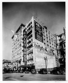 an old black and white photo of a building