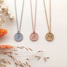 script-initial-disc-necklace-all-colours-flowers-cb Stainless Steel Initials Name Necklace, Adjustable Stainless Steel Name Necklaces, Adjustable Stainless Steel Name Necklace, Adjustable Stainless Steel Necklaces With Name, Personalized Adjustable Stainless Steel Necklace, Silver Initial Pendant Necklace For Mom, Silver Initial Pendant Necklace, Gift For Mom, Round Pendant Name Necklace For Personalized Gift, Round Monogram Initial Necklace For Personalized Gift