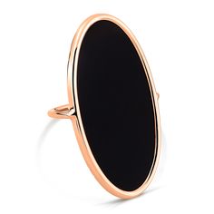 18 carat rose gold ring and black onyxmotif size : 1,58"X0,79" Luxury Black Modern Enamel Ring, Luxury Black Enamel Ring In Fine Jewelry Style, Timeless Oval Jewelry With Shiny Finish, Modern Oval Jewelry For Formal Occasions, Fine Jewelry Oval Evening Jewelry, Elegant Rose Gold Ring For Evening, Modern Oval White Gold Jewelry, Oval Rings With Shiny Finish For Formal Occasions, Formal Oval Rings With Shiny Finish