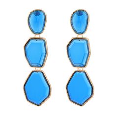 Material: Alloy Fashion Element: Line Style: INS Style Trendy Light Blue Jewelry For Party, Trendy Light Blue Party Jewelry, Trendy Blue Crystal Earrings For Party, Elegant Light Blue Earrings For Summer, Elegant Blue Summer Earrings, Blue Metal Earrings For Summer, Trendy Turquoise Party Earrings, Light Blue Drop Earrings For Party, Blue Jewelry For Summer Party