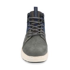 The Wasatch sneaker boot from Territory is certain to become your new go-to. Genuine leather materials with two-tone embellishments shape this high-top design which is supported by a flexible yet durable EVA/rubber hybrid outsole. A lace-up fastening ensures a secure fit while an 8 mm Tru Comfort Foam� insole with a padded collar provides superior support. Lace-up High-top Sneakers For Outdoor Activities, Outdoor High-top Lace-up Sneakers, Outdoor Lace-up High-top Sneakers, Lace-up High-top Sneakers For Outdoor, Sporty Low-top Lace-up Boots With Rubber Sole, High-top Hiking Boots With Rubber Toe Cap, Outdoor High-top Hiking Boots With Contrast Sole, Sporty Synthetic Boots With Laces, Blue Leather High-top Sneakers With Laces