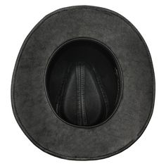 Brand new leather cowboy hat with wide ca.8 cm/3.15 inch brim. Made of genuine cattle leather (stiffened). There is a bendable metal wire in the external part of the brim. Hat with a leather sweatband inside and decorative leather belt as a band sewn down to the outside of the crown. On 1 side of the crown there are 3 ventilation eyelets. Crown height in the highest point is ca.13 cm/5.1 inch. Available in big xl and xxl sizes. Precise handmade craftsmanship from Sterkowski's family-run workshop Leather Western Felt Hat For Rodeo, Country Style Leather Felt Hat For Rodeo, Black Western Top Hat For Rodeo, Western Black Felt Hat For Ranch, Black Western Top Hat For Ranch, Black Western Style Top Hat For Ranch, Black Western Hat For Riding, Western Black Fedora For Western-themed Events, Black Western Riding Hat