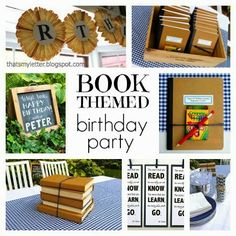 a book themed birthday party with books and decorations