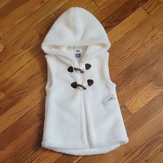 Girls Soft Cozy Vest - 100% Polyester Cute Warm White Outerwear, Cozy White Knit Outerwear, Cozy White Cotton Outerwear, Cute White Outerwear For Fall, White Cozy Outerwear For Cold Weather, Cozy Fit White Outerwear For Cold Weather, White Cozy Fit Outerwear For Cold Weather, Cute White Outerwear With Fleece Lining, Cozy Vest