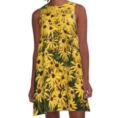 Loose-fit, mid-length sleeveless dress with silky handfeel. Printed on both sides. Machine washable. Size range XS-2XL. Photo of Rudbeckia hirta, commonly called black-eyed Susan, is a member of the sunflower tribe with daisy-like flower heads. T-Shirts, stickers, prints, cards and poster with yin-yang sign available. Fitted A-line Sleeveless Dress For Beach, Fitted A-line Sleeveless Dress For Vacation, Fitted A-line Sleeveless Beach Dress, Yellow A-line Sleeveless Dress, Yellow Fitted A-line Sundress, Fitted Yellow A-line Sundress, Rudbeckia Hirta, The Sunflower, Black Eyed Susan