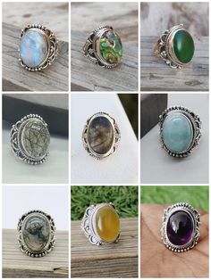 NOTE : WE USED NATURAL GEMSTONES , SO STONE  MAY BE LITTLE DIFFERENT .This is a listing of multiple stones rings , you can choose stone according to your choice  # Metal = sterling silver  925  # Gemstone  -  multiple gemstones  # Ring Size - Available in all Size  # Stone Color - choose according to your choice  # Stone Shape - Oval Handmade Crafting bohemian Ring - This style has bohemian style . it will look beautiful when you wear it .. Thanks for visiting our shop ...  favorite our shop for Bohemian Sterling Silver Cabochon Crystal Ring, Bohemian Cabochon Rings As A Gift, Bohemian Sterling Silver Crystal Ring For Anniversary, Bohemian Cabochon Ring For Gift, Bohemian Cabochon Rings As Gift, Handmade Crystal Ring With Round Stone For Gift, Handmade Spiritual Sterling Silver Crystal Ring, Artisan Handmade Crystal Ring, Handmade Bohemian Gemstone Rings