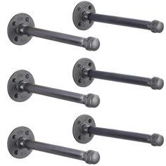 four different types of metal handles and knobs