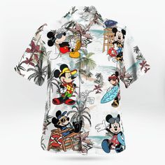 Introducing our Cartoon Cute Fashion Hawaiian Shirt, the perfect gift for both men and women who want to add a Summer Novelty Tops With Cartoon Print, Novelty Summer Tops With Cartoon Print, Novelty Cartoon Print Summer Tops, Funny Printed Short Sleeve Shirt, Funny Short Sleeve Vacation Shirt, Funny Cartoon Print Shirt For Summer, Funny Cartoon Print Summer Shirt, Casual White Hawaiian Shirt With Sublimation Print, Funny Summer Shirt With Cartoon Print