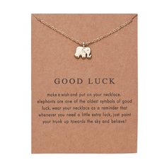 PRICES MAY VARY. Good Luck - Elephants are one of the oldest symbols of good luck.Wear your necklace as a reminder that whenever you need a little extra luck, just point your trunk up towards the sky and believe High Quality & Adjustable: The good luck necklace is made of gold plated on brass metal; the chain length is 20.7", adjustable size for most people;Pendant size is 0.51''*0.55'' Surprising: Imagine the look on the face when she receives the pendant necklace and read the cards,which is pr Hummingbird Necklace, Message Necklace, Meaningful Necklace, Nice Jewelry, Elephant Necklace, Bird Pendant, Gold Jewelry Necklace, Elephant Pendant, Summer Necklace