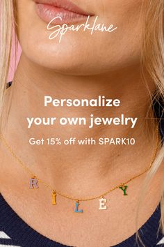 ✨Personalize your own necklace, or design the perfect gift! Available in 18K gold plating or sterling silver. Get 10% off with code : SPARK10 Trendy Things, Jumping For Joy, Ear Piercing, New Pins, Signet Ring