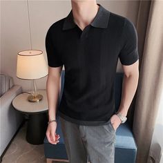 SPECIFICATIONS Style: England Style Applicable Scene: Daily Material: Polyester Sleeve Length(cm): Short Applicable Season: summer Decoration: NONE Pattern Type: striped Feature: Anti-Pilling Gender: MEN Color Style: Contrast Color Type: Slim Tops Type: Polos