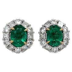 This is one of a kind handcrafted in 18K two tone gold Ring . Emerald is Typically type three gem stone and always inclusion is visible. Even though emerald contain inclusion are very less in this. The earrings is matching par of emerald set with E color Diamonds with VVS1 Clarity certified. The size of the ear studs is perfect size. The pair of earrings is push back .This Earrings will be shipped with certificate and appraisal. Earring Video, Yellow Diamond Earring, Emerald Set, Emerald Diamond Earrings, Diamond Cuff Bracelet, Diamonds Earrings, Diamond Cluster Earrings, Emerald Earrings Studs, Ring Emerald