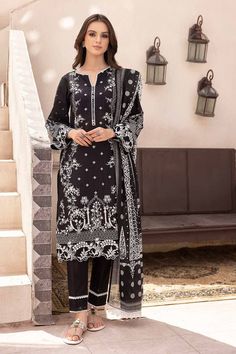 Gulahmed B-32036 Blanche Noire Black And White Collection Formal Pants Women, Suits Online Shopping, Lawn Suit, Pakistani Lawn Suits, Unstitched Dress Material, Gul Ahmed, Lawn Suits, Suits For Sale, Pakistani Dress Design