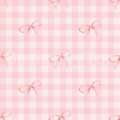 pink bows and ribbons on a checkered tablecloth fabric pattern for valentine's day