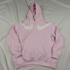 Women Nike Double Twin Swoosh Oversize Sweatshirt Dr6199-695 Pink White Pink Oversized Sweatshirt For Sportswear, Nike White Hoodie For Loungewear, White Nike Hoodie For Loungewear, Spring Sports Sweatshirt With Logo Print, Oversized Sports Tops For Spring, Nike Crew Neck Hoodie For Spring, Nike Oversized Spring Sweatshirt, Nike Oversized Sweatshirt For Spring, Nike White Top For Loungewear