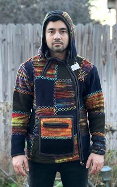 Namaste Handmade Fleece Lined Winter Unisex Thick Colorful - Etsy Hungary Multicolor Winter Sweater With Pockets, Multicolor Cotton Outerwear With Pockets, Multicolor Casual Winter Hooded Jacket, Casual Multicolor Hooded Winter Jacket, Casual Multicolor Winter Hooded Jacket, Casual Multicolor Sweater With Pockets, Multicolor Long Sleeve Winter Outerwear, Multicolor Cotton Long Sleeve Outerwear, Multicolor Hooded Sweater For Winter