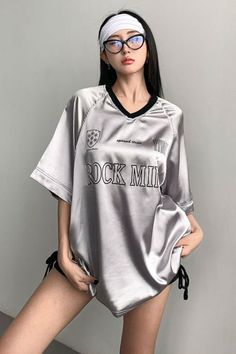 Item Type: Top Material: Polyester Sleeve Length: Short Sleeve Color: Silver Size: One Size Size(CM): One Size: length: 68, Waist: 118, Baggy Tops, Blouse Tank Top, Hoodie Coat, Jean Leggings, Satin Silk, One Piece Swimwear, Dress Romper, Jeans Dress, Top Tee