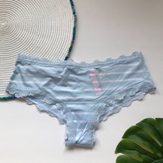 Victoria’s Secret Pink Lace Trim Shine Bikini Panty Blue Stripe Medium New Pretty Condition: New In Package Size: Medium Color: Icy Topaz Horizontal Stripe Bk036 Lace Trim Brief Bottoms For Beach, Blue Lace Trim Beach Bottoms, Blue Lace Trim Bottoms For Beach, Light Blue Bottoms With Lace Trim For Summer, Light Blue Lace Trim Bottoms For Summer, Blue Lounge Bottoms With Lace Trim, Blue Lace Trim Bottoms For Loungewear, Bra Set, Sleepwear Women