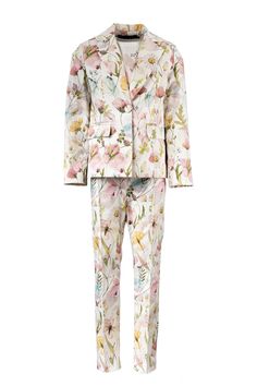 Stylish mod floral printed suit for girls. Tailored toddler suit for every formal occasion. This stuning kids formal wear outfit features a single breast design blazer and slim fit long pants. Closure with 1 button. Made in printed satin finish fabric and viscose lining. Cuttings lines of the blazer follow the body shape. High waisted tapered leg pants with wide elastic waistband. Closure with hidden zipper at left side. Slim fit straight leg trousers with an elastic to adjust the width of the k Tomboy Dresses, Kids Formal Wear, Toddler Suits, Kids Formal, Luxury Baby Clothes, Girl Suit, Toddler Jacket, Girls Clothing Sets, Straight Leg Trousers