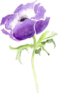 a watercolor painting of a purple flower