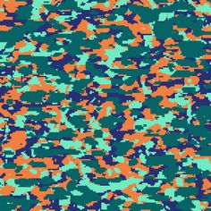 an orange and blue camouflage pattern is shown