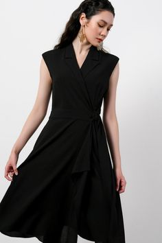 If you are a lady who loves youthful and elegant but still exalting chic and glamorous style, this is an item you will not be able to miss. *Note:Processing time takes 5-8 working days (NOT including shipping time). Product Details - Product type: Midi Dress- Material: Polyester- Sleeveless - V-neck - Cross-over with matching belt- Notched lapel - Asymmetric skirt - Length: 104-106cm Size & Fit - Model wears size: M- Model measurement: 172cm Care Instruction - Hand-washed products.- Do not soak Formal Summer V-neck Belted Dress, Elegant A-line Wrap Dress For Evening, Chic A-line Wrap Dress For Formal Occasions, Chic A-line Belted Dress For Party, Elegant Sleeveless A-line Dress For Formal Occasions, Elegant Sleeveless Dress With Asymmetrical Neckline For Spring, Elegant V-neck Belted Dress For Evening, Chic A-line Midi Dress For Formal Occasions, Elegant Summer Dress With Asymmetrical Neckline