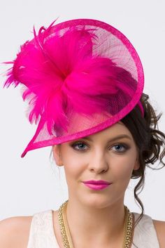 Victoria Fascinator - Fuchsia | Pippa & Pearl Hair Styles With Hats, Royal Blue Fascinator, Fascinator Hats Diy, Fascinator Hats Wedding, Classy Hats, Elegant Headband, Blue Fascinator, Derby Fascinator, Hat Headband