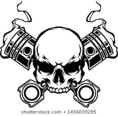 Svg Tshirt Ideas For Men, Pistons Tattoo, Auto Tattoo, Tattoo Skulls, Skull Stencil