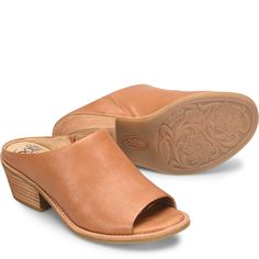 Aneesa | Sofft Shoe Leather Slip-on Slides With Padded Heel, Elegant Open Toe Mules For Fall, Formal Open Toe Mules For Fall, Spring Slip-on Heels With Leather Footbed, Leather Mules With Cushioned Footbed, Leather Mules With Cushioned Footbed, Medium Width, Spring Synthetic Slides With Leather Sole, Leather Open Toe Slip-on Slides, Leather Slip-on Open Toe Slides