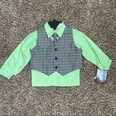 Size: 4t Nwt, Never Used Smoke & Pet Free Home Fast Shipping Bundle Items To Save On Shipping Please Feel Free To Make Offers! Dress Shirt With Vest, Shirt With Vest, Blue And White Shorts, Whale Shirt, Pleated Jacket, Blue Striped Top, Vest And Tie, Boys Denim, Checkered Shirt