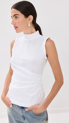 3.1 Phillip Lim Draped Mock Neck Tank | Shopbop Mock Neck Tank, Designer Drapes, One Clothing, White Brand, 3.1 Phillip Lim, China Fashion, Phillip Lim, Signature Style, Mock Neck