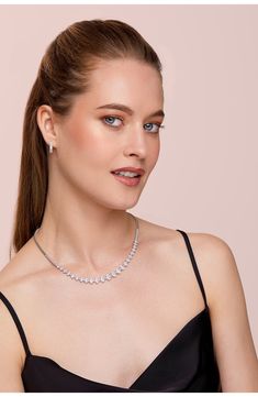 A graduating row of round diamonds sparkles fiercely on this exquisite necklace rendered from icy 18-karat gold. 17" length Total diamond weight: 4.81ct. Color: G Clarity: VS 18k gold/diamond Imported >Diamond Guide Bony Levy, Diamond Guide, Round Diamonds, Gold Diamond, Diamond Necklace, 18k Gold, Diamonds, White Gold, Nordstrom