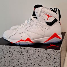 Nwb Jordan Retro 7 Wht/Blk/Red Size 8 Jordan Retro 7, Retro 7, Jordan Red, Jordans For Men, Jordan Retro, Jordan Shoes, Athletic Shoes, Red And White, Men's Shoes