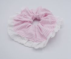 stripe scrunchies  cotton fabric  lace trim all around the scrunchies  cute small ribbon embroidered  the whole diameter of scrunchies : 6.69"=17 cm  Shipping Info the whole package will ship from South Korea via the possible shipping methods. Products will be shipped within a processing time except for Saturday, Sunday, and Korea's holidays. Return and refund You can ask return and refund if the product has a problem. you can send me a message before opening a case or sending a package to us. Please contact us if you have a problem with the product you have purchased from Veryshne. VeryShine members will try to do our best before it goes to Case. In case of a return, please return the product within 30 days after you have received the product The return address will be sent to you as soon Cute Cotton Hair Accessories For Summer, Cute Cotton Summer Hair Accessories, Cute Cotton Hair Accessories For Gifts, Summer White Cotton Hair Accessories, White Cotton Hair Accessories As Gift, White Cotton Hair Accessories For Gift, White Cotton Hair Accessories For Gifts, Cute White Cotton Hair Accessories, Cotton Scrunchies