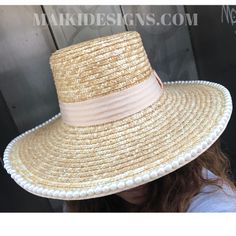 16" (w) x 6" (h) 100 % straw faux pearl Toquilla Straw High Crown Hat For Summer, High Crown Toquilla Straw Hat For Summer, Summer Straw Hat With High Crown, Summer High Crown Straw Hat, Natural High Crown Straw Hat For Summer, High Crown Natural Sun Hat For Summer, Natural High Crown Straw Hat For Beach, High Crown Straw Hat For Summer Vacation, Summer High Crown Boater Hat For Beach