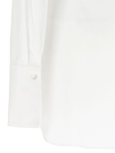 'Hybrid' cotton poplin shirt with slightly padded cup detail, front button closure, long cuffed sleeves. Composition: 100% cotton Elegant Long Sleeve Poplin Shirt, Elegant Long Sleeve Poplin Top, Formal Long Sleeve Poplin Blouse, Classic Formal Poplin Blouse, Elegant White Poplin Shirt, White Poplin Tops For Formal Occasions, Elegant Poplin Tops With Spread Collar, Elegant Poplin Top With Spread Collar, Formal White Poplin Tops