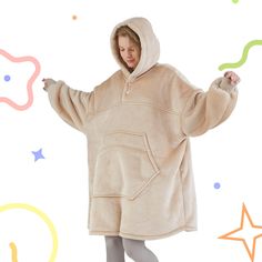 PRICES MAY VARY. WHY WEAR A BLANKET? EVERYONE lounges around their own home in the same comfy clothing, whether it's on the go or comfy oversized blankets. Now you can conveniently wear a soft sherpa big hoodie every day in your home or even outside. FLUFFY SHERPA INTERIOR, SILK-FLEECE EXTERIOR: DONT YOU HATE IT WHEN your cold and your hoodie or blanket rides up on your belly, arms and ankles?! Never worry about cold air sneaking in with our wearable blanket, the arms have elastic cuffs to stay Blanket Hoodie, Big Hoodies, Oversized Blanket, Hoodie Blanket, Wearable Blanket, Cozy Sweatshirts, One Size Fits All, Comfy Outfits, Hooded Sweatshirts