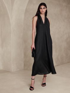 Pauline Linen Midi Dress | Banana Republic Sleeveless Linen Maxi Dress For Evening, Spring Evening Sleeveless Linen Dress, Sleeveless Linen Maxi Dress For Formal Occasions, Chic Evening Linen Maxi Dress, Formal Sleeveless Linen Maxi Dress, Linen Chic Maxi Dress, Chic Linen Maxi Dress, Sleeveless Linen Spring Formal Dress, Chic Linen Midi Dress For Evening