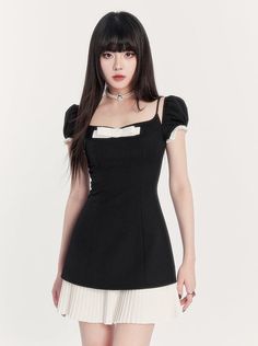 ❤︎Camelia French Style Gold Square Neck Ribbon Dress❤︎ Casual Square Neck Mini Dress For Evening, Casual Mini Dress With Square Neck For Evening, Casual Evening Mini Dress With Square Neck, Black Mini Dress With Square Neck, Black Square Neck Dress With Ruffles, Chic Black Midi Dress With Square Neck, Chic Black Mini Dress With Square Neck, Black Feminine Knee-length Mini Dress, Black Knee-length Feminine Mini Dress