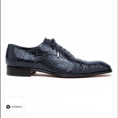 Caporicci 1114 Alligator Oxfords Navy Beautiful Genuine Cap Toe Alligator Lace Up Dress Oxfords. Featuring Leather Lining And Leather Sole. The Epitome Of Class. Made In Italy. Boxes Kind Of Beat-Up Luxury Business Oxfords With Crocodile Pattern, Luxury Crocodile Pattern Oxfords For Business, Luxury Fitted Leather Shoes With Crocodile Pattern, Luxury Crocodile Pattern Leather Shoes For Business, Luxury Fitted Crocodile Pattern Leather Shoes, Luxury Crocodile Pattern Oxfords For Semi-formal Events, Luxury Crocodile Pattern Oxfords For Semi-formal Occasions, Luxury Crocodile Pattern Leather Shoes For Semi-formal Occasions, Semi-formal Luxury Leather Shoes With Crocodile Pattern